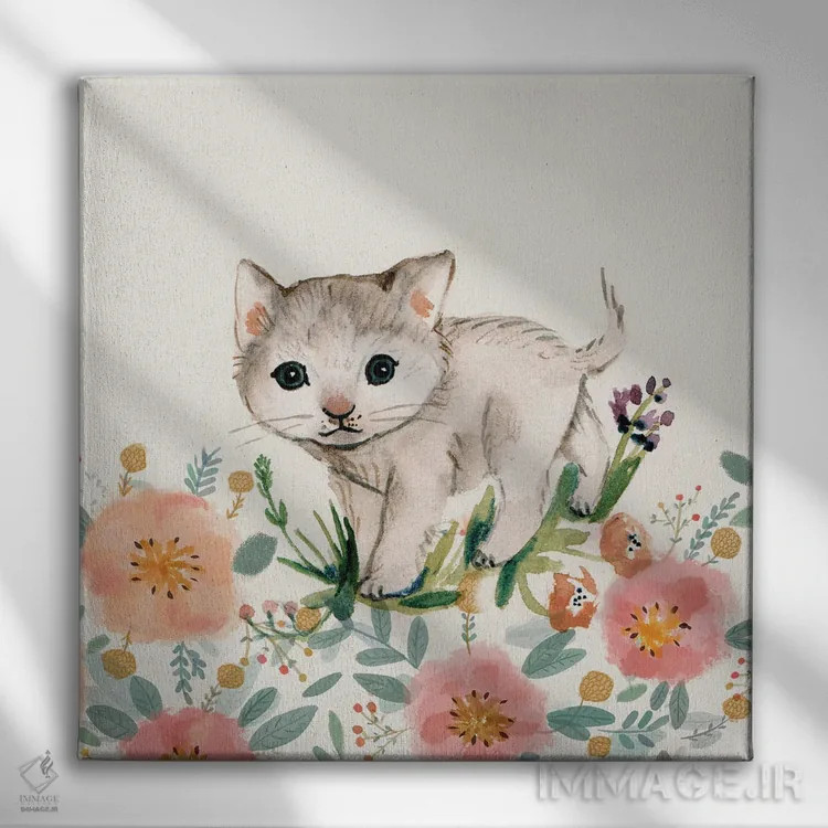 تابلو گربهٔ باغ اثر برنادت اوربانویک - نمای روبهرو روی دیوار