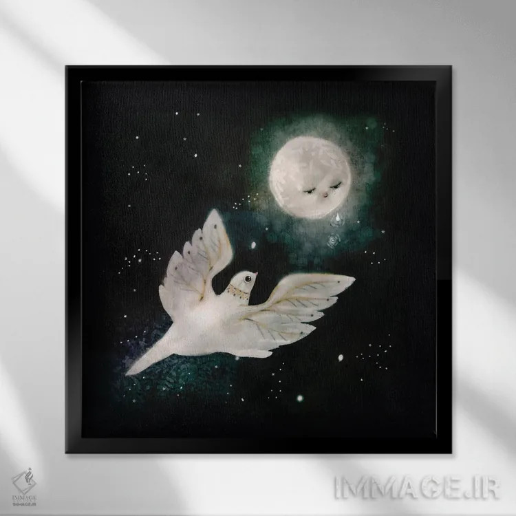 تابلو ماه گریان اثر برنادت اوربانویک - نمای قابدار مشکی