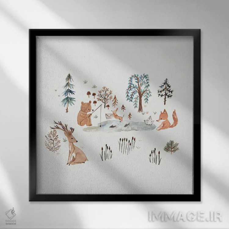 تابلو یک روز در کنار دریاچه اثر برنادت اوربانویک - نمای قابدار مشکی