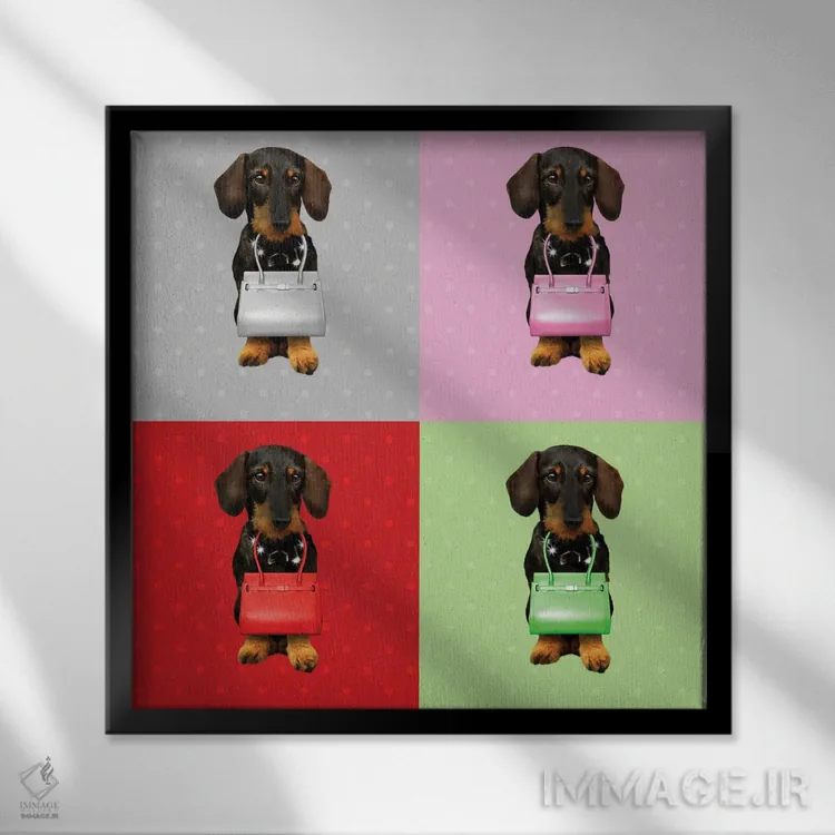 تابلو تخته داکسهوند (سگ) اثر بابت ون دن برگ - نمای قابدار مشکی