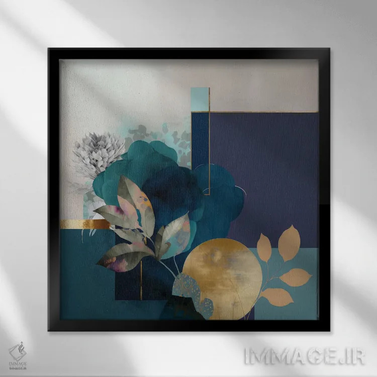 تابلو گلهای طلایی کلاسیک اثر بلا ایو - نمای قابدار مشکی