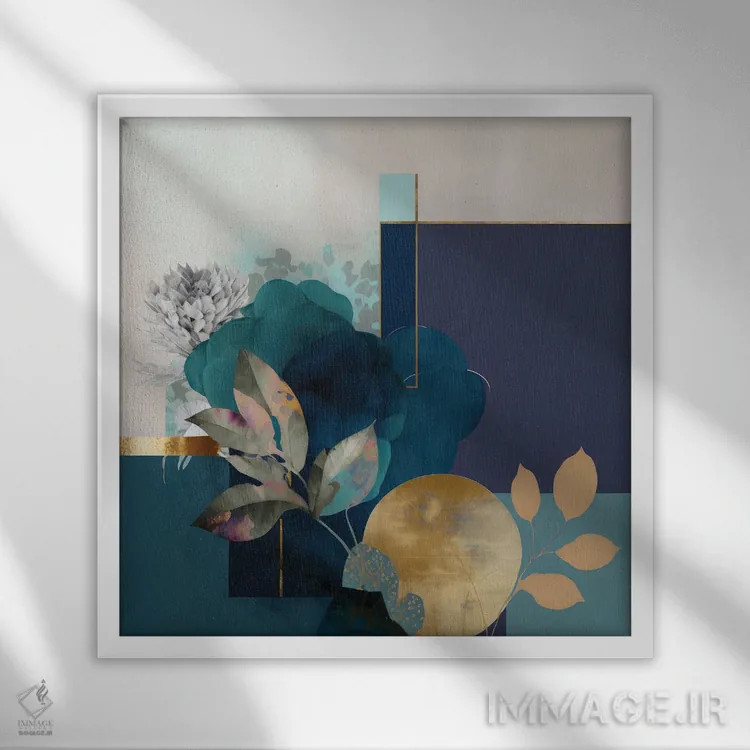 تابلو گلهای طلایی کلاسیک اثر بلا ایو - نمای قابدار سفید