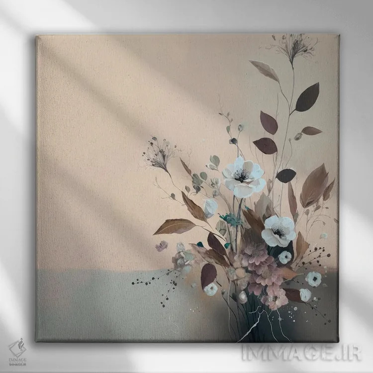 تابلو هنر سادهٔ گل اثر بلا ایو - نمای روبهرو روی دیوار