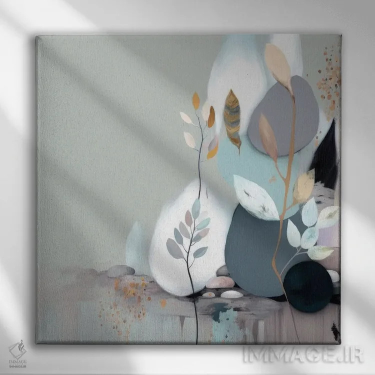 تابلو آبیهای انتزاعی زیبا اثر بلا ایو - نمای روبهرو روی دیوار