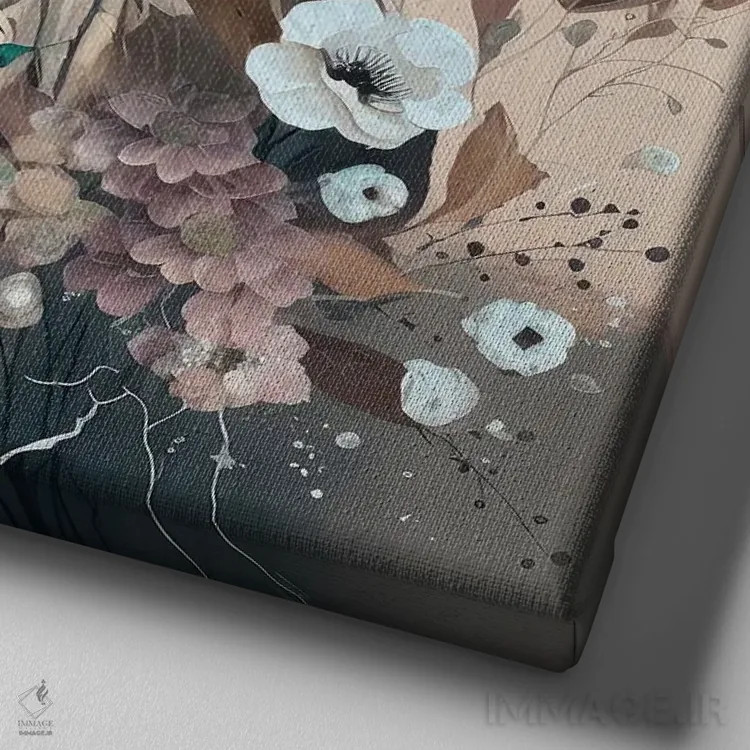 تابلو هنر سادهٔ گل اثر بلا ایو - نمای نزدیک بافت بوم