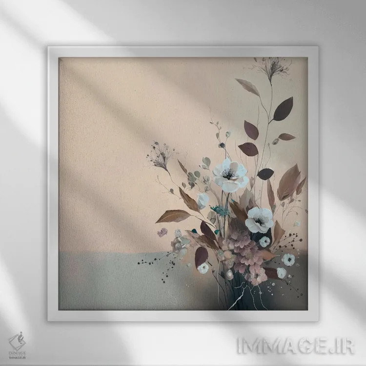تابلو هنر سادهٔ گل اثر بلا ایو - نمای قابدار سفید