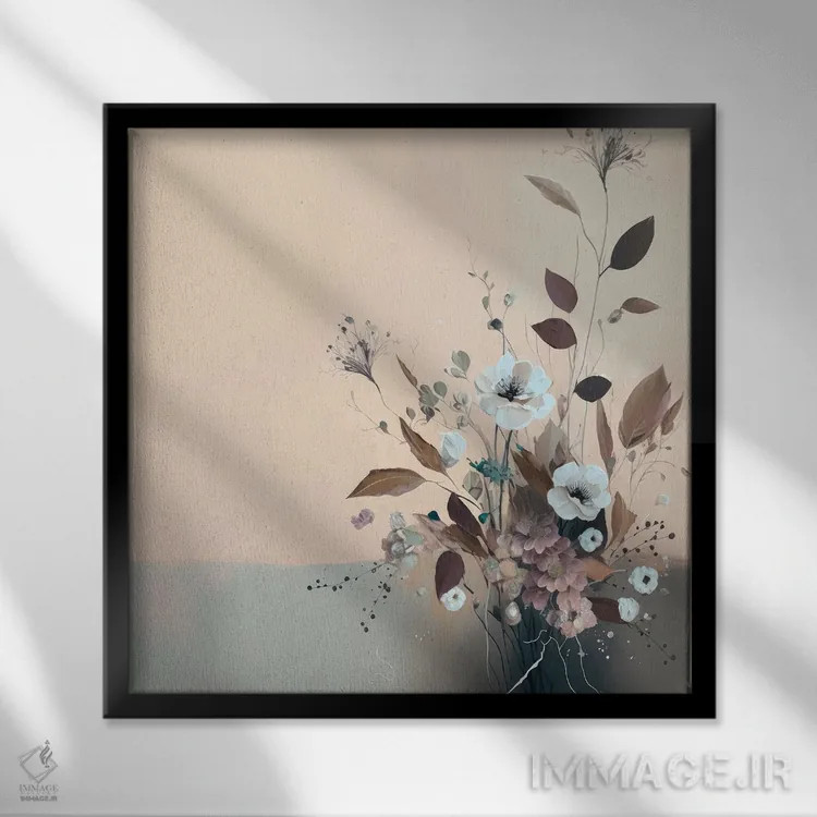 تابلو هنر سادهٔ گل اثر بلا ایو - نمای قابدار مشکی