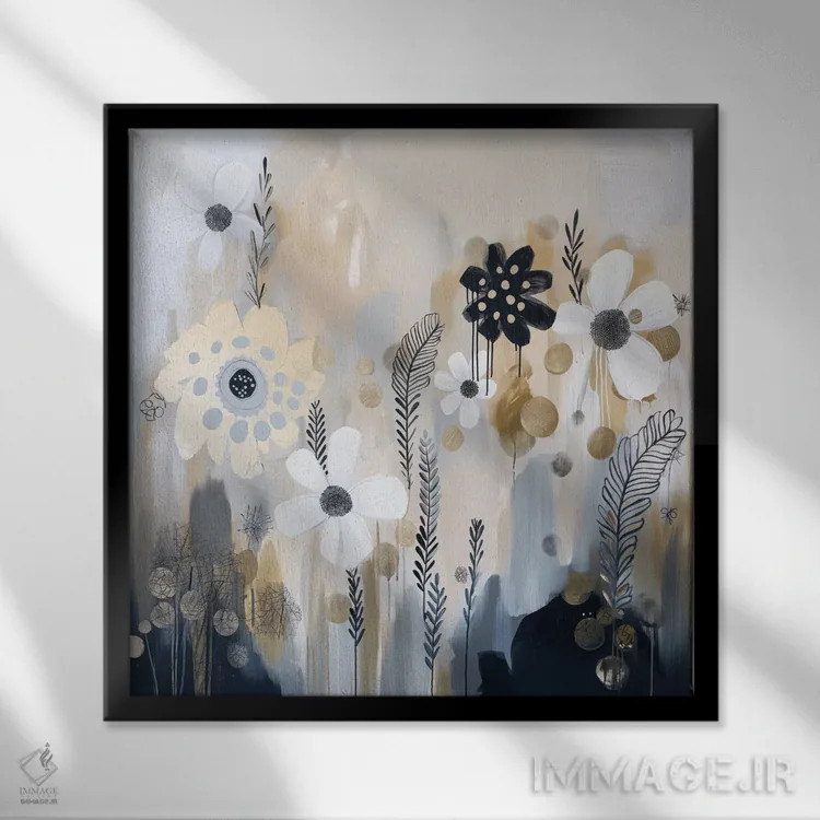 تابلو تکمیل فلور (گل) اثر بلا ایو - نمای قابدار مشکی