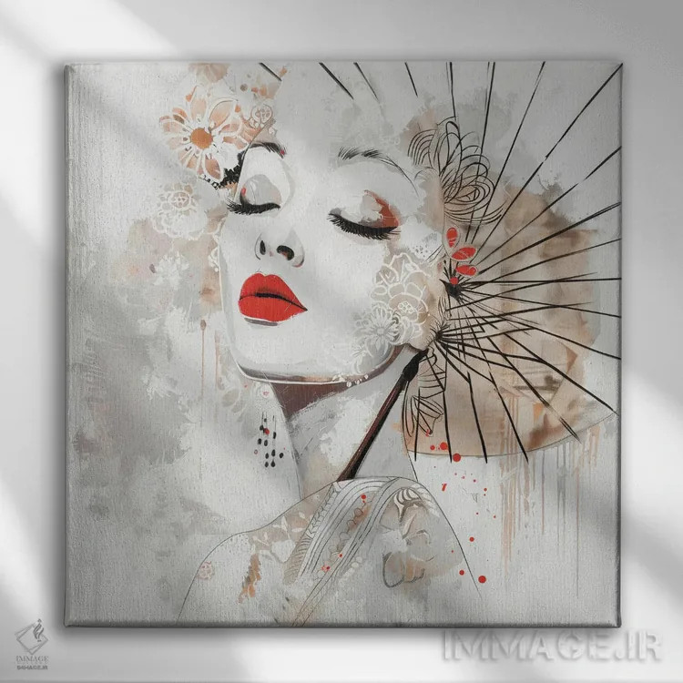 تابلو شکوفهٔ میوکی (نام ژاپنی) اثر بلا ایو - نمای روبهرو روی دیوار