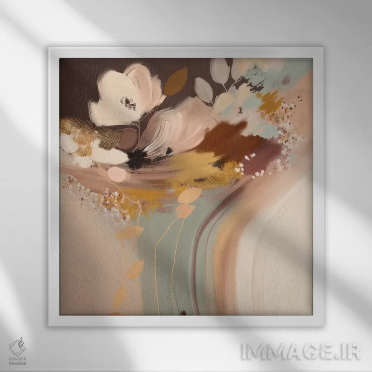 تابلو گلبرگهای شستهشدهٔ زیبا اثر بلا ایو - نمای قابدار سفید