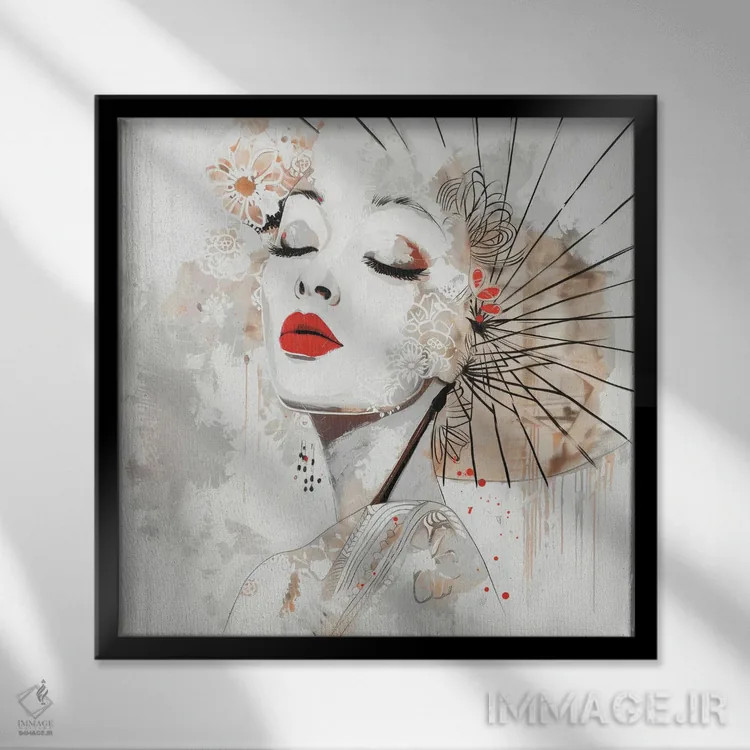 تابلو شکوفهٔ میوکی (نام ژاپنی) اثر بلا ایو - نمای قابدار مشکی