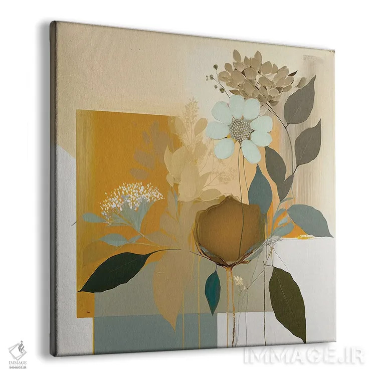 تابلو گیاهان آبی و خردلی ۲ اثر بلا ایو - نمای پرسپکتیو محصول