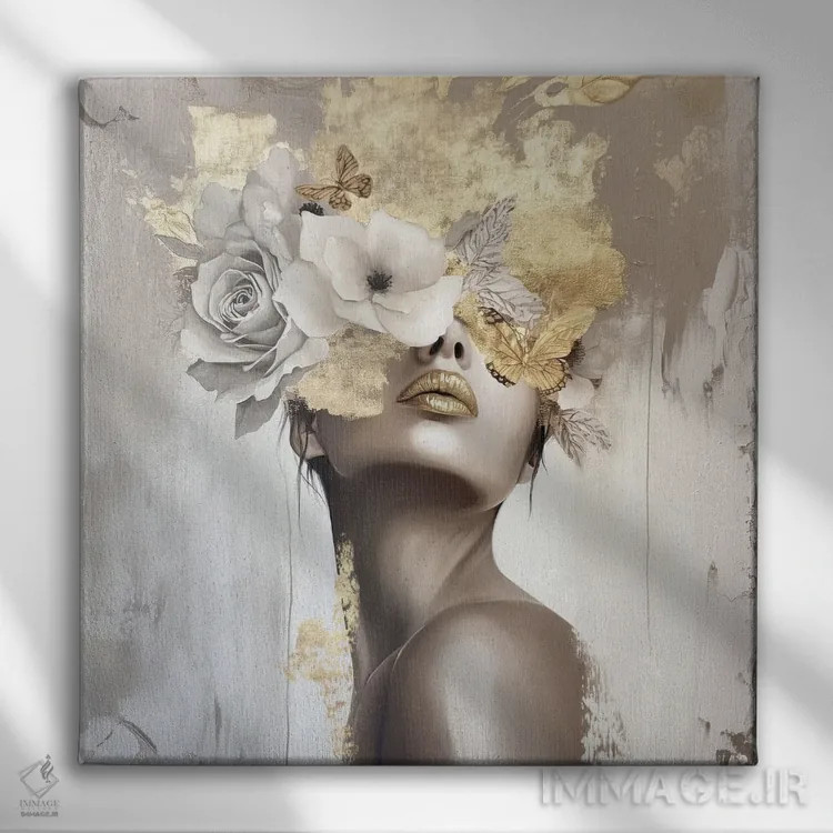 تابلو پروانهگل (ترکیبی پروانه و گل) اثر بلا ایو - نمای روبهرو روی دیوار
