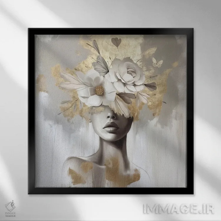 تابلو برگ طلایی زارا اثر بلا ایو - نمای قابدار مشکی