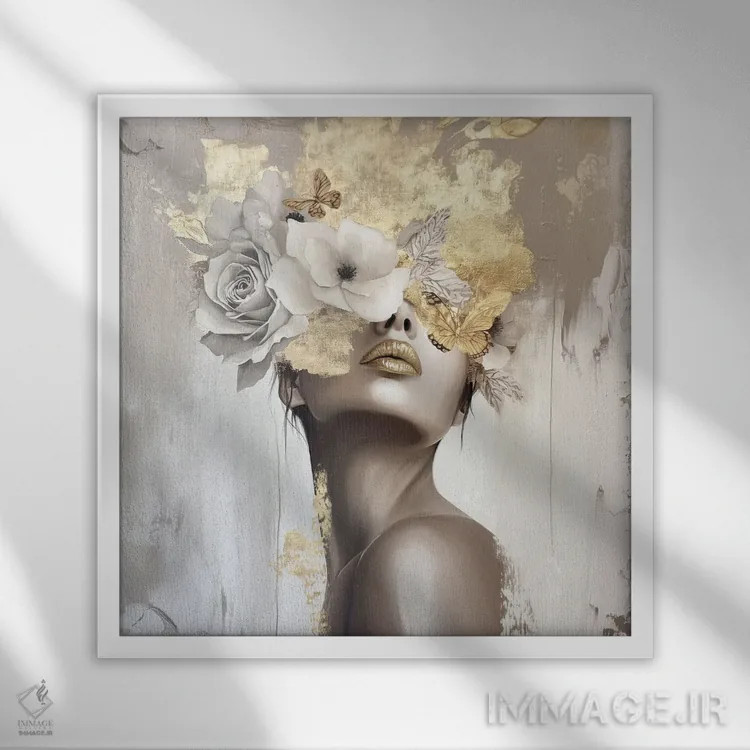 تابلو پروانهگل (ترکیبی پروانه و گل) اثر بلا ایو - نمای قابدار سفید