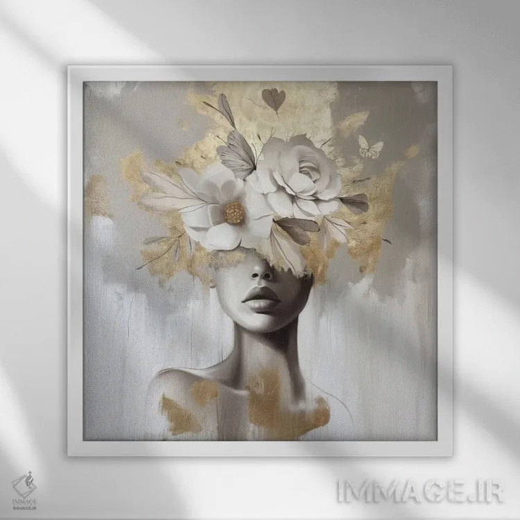 تابلو برگ طلایی زارا اثر بلا ایو - نمای قابدار سفید