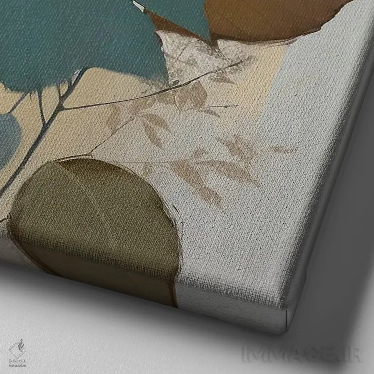 تابلو گیاهان آبی و خردلی اثر بلا ایو - نمای نزدیک بافت بوم