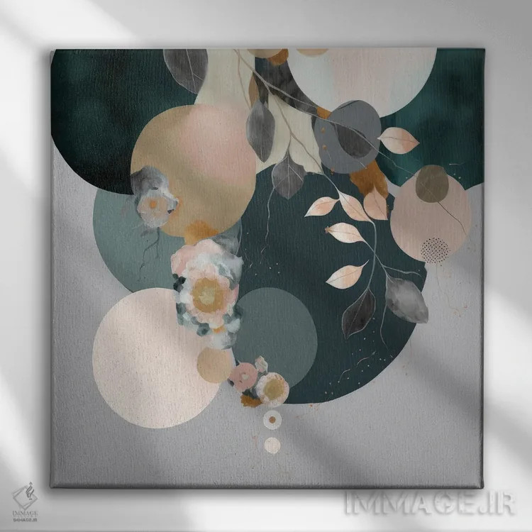 تابلو دایرههای گیاهی اثر بلا ایو - نمای روبهرو روی دیوار
