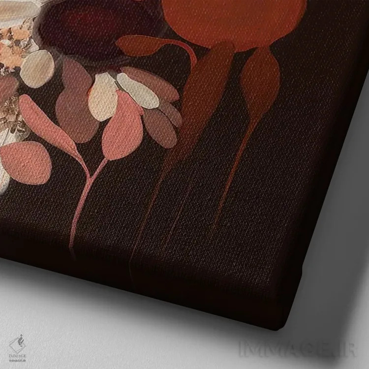 تابلو شکوفههای انتزاعی زرشکی اثر بلا ایو - نمای نزدیک بافت بوم