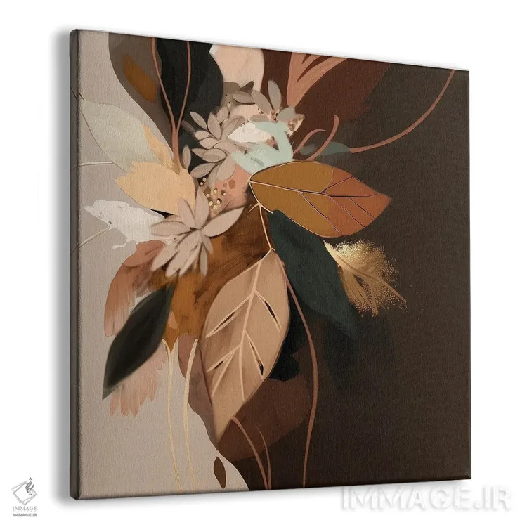 تابلو برگهای طلایی انتزاعی اثر بلا ایو - نمای پرسپکتیو محصول