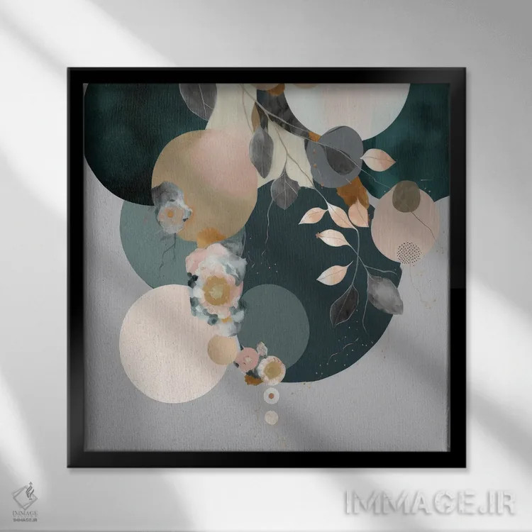 تابلو دایرههای گیاهی اثر بلا ایو - نمای قابدار مشکی