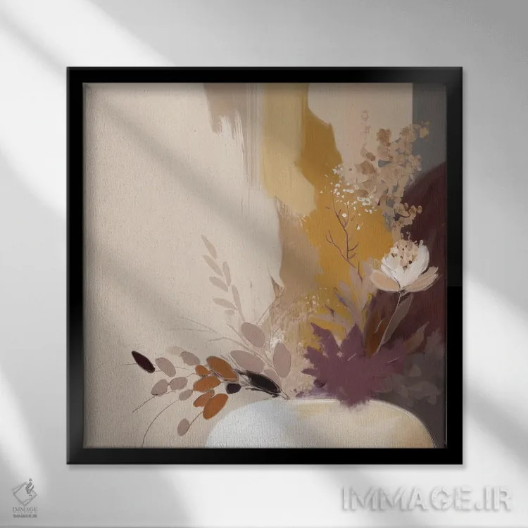 تابلو شکوفهٔ مینیمالیستی اثر بلا ایو - نمای قابدار مشکی