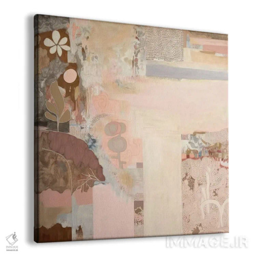تابلو کلاژ صورتی مدرن اثر بلا ایو - نمای پرسپکتیو محصول