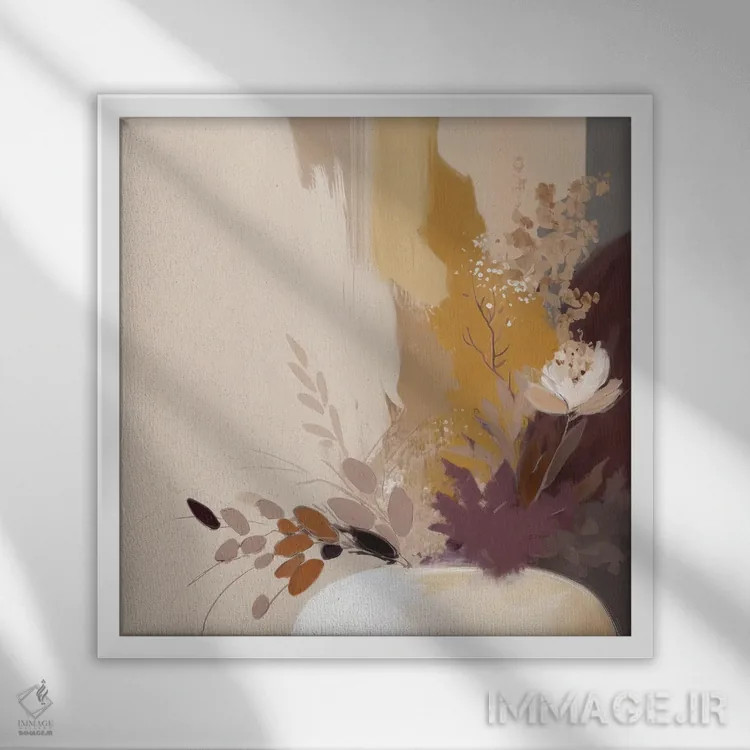 تابلو شکوفهٔ مینیمالیستی اثر بلا ایو - نمای قابدار سفید