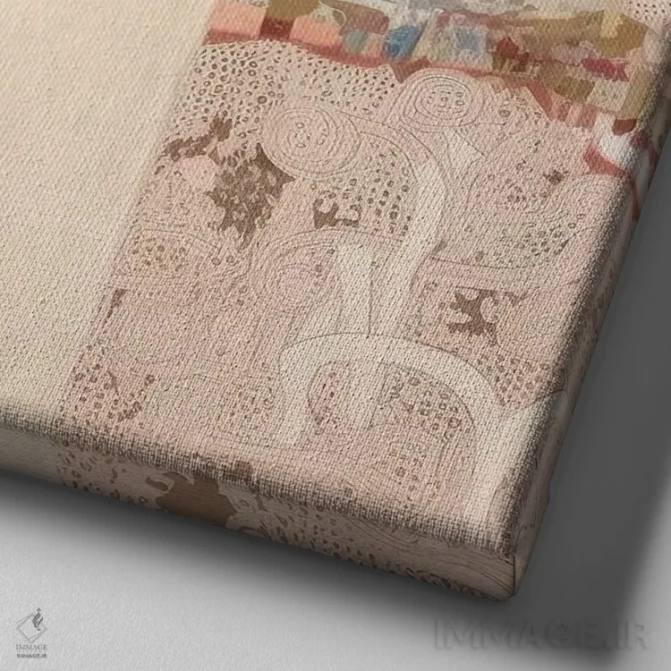 تابلو کلاژ صورتی مدرن اثر بلا ایو - نمای نزدیک بافت بوم