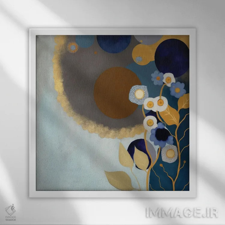 تابلو شکوفهٔ نیمهشب مدرن ۳ اثر بلا ایو - نمای قابدار سفید