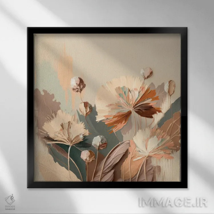 تابلو گیاهان هلوگون اثر بلا ایو - نمای قابدار مشکی