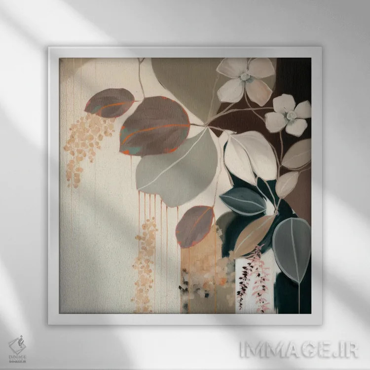 تابلو گیاهان نقاشیشده اثر بلا ایو - نمای قابدار سفید