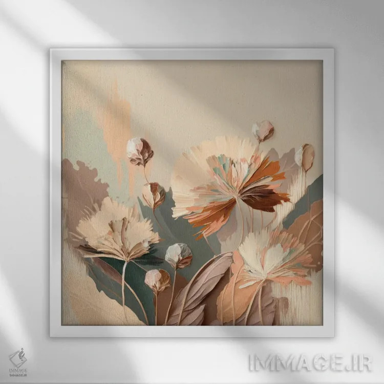 تابلو گیاهان هلوگون اثر بلا ایو - نمای قابدار سفید