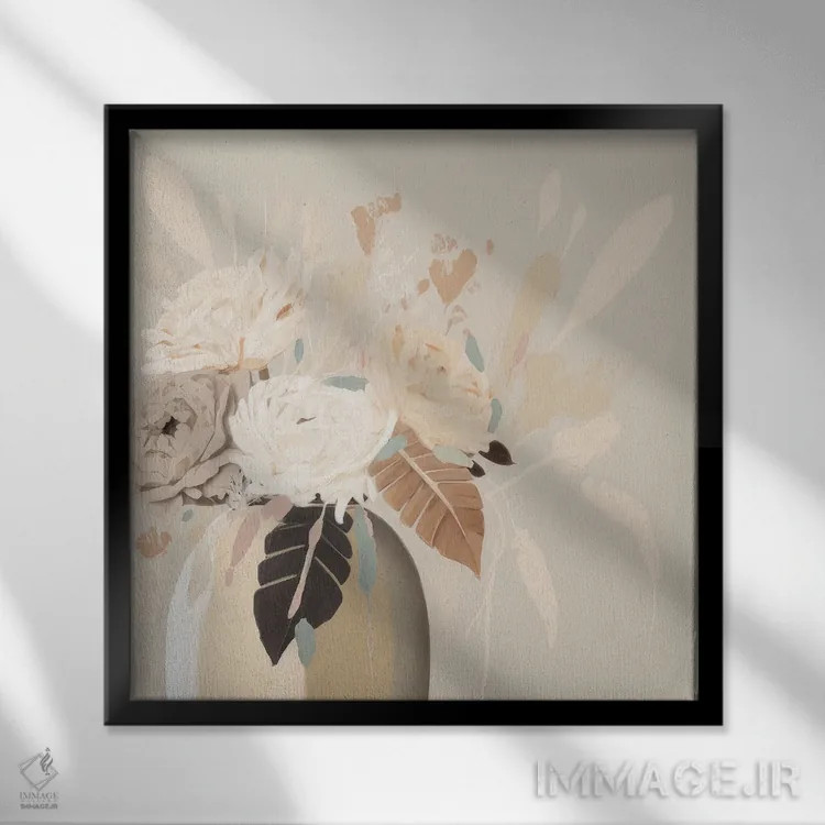 تابلو گلهای نرم و شیرین اثر بلا ایو - نمای قابدار مشکی