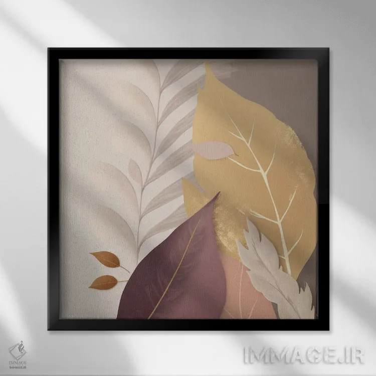 تابلو برگهای ظریف عشق اثر بلا ایو - نمای قابدار مشکی