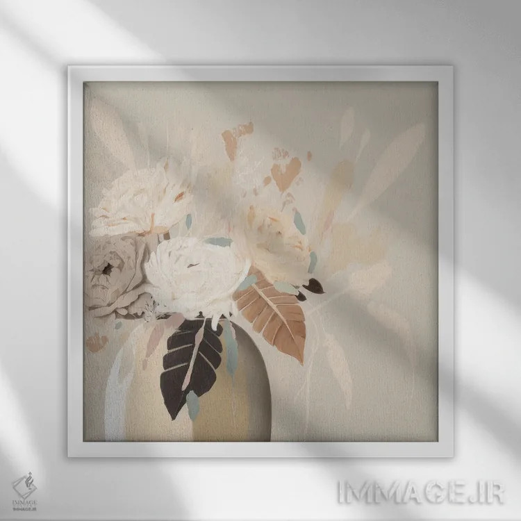 تابلو گلهای نرم و شیرین اثر بلا ایو - نمای قابدار سفید