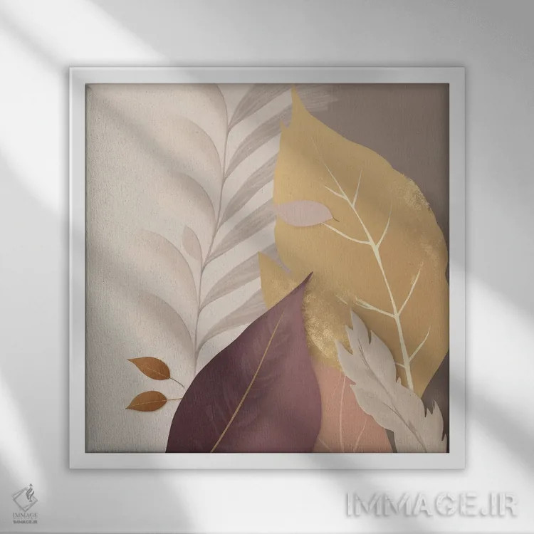 تابلو برگهای ظریف عشق اثر بلا ایو - نمای قابدار سفید