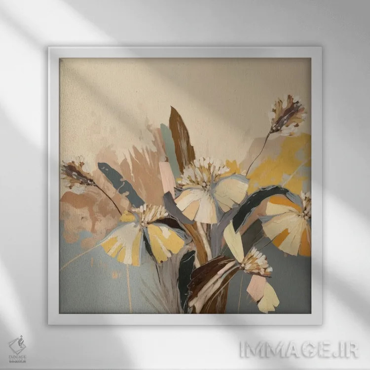 تابلو گلهای بوسیدهشده توسط خورشید اثر بلا ایو - نمای قابدار سفید