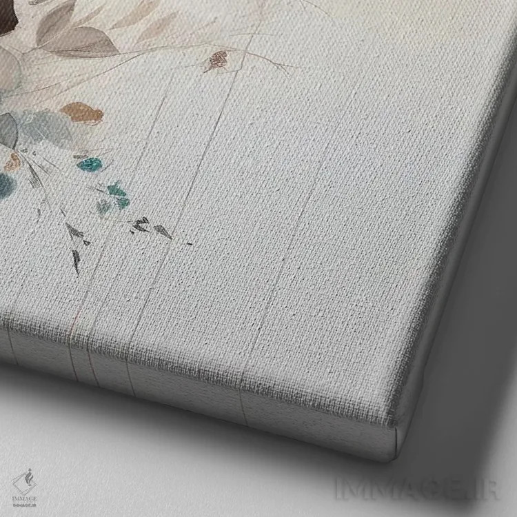 تابلو گلدان افکار اثر بلا ایو - نمای نزدیک بافت بوم