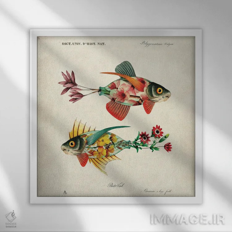 تابلو ماهی گلدانی اثر بتو وال - نمای قابدار سفید