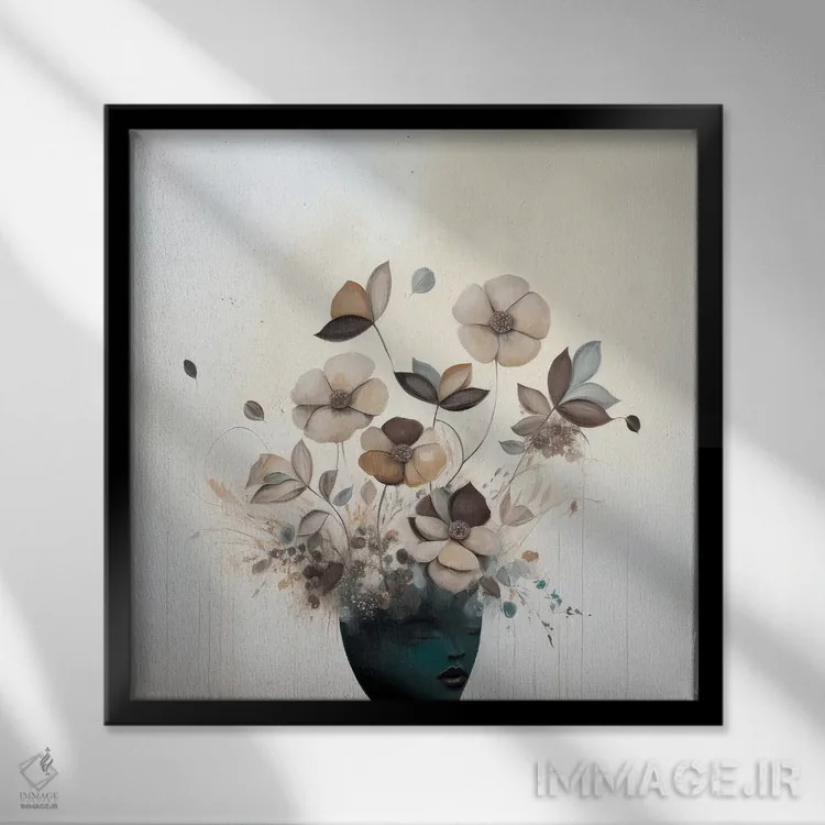 تابلو گلدان افکار اثر بلا ایو - نمای قابدار مشکی