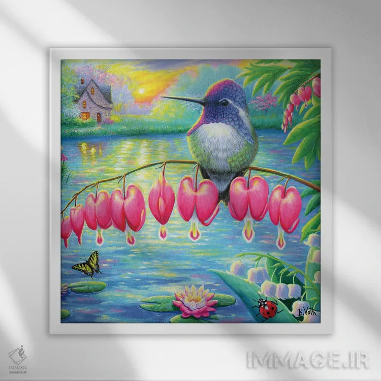 تابلو گُل پیچ صبح (گُل مورنینگ گلوری) اثر بریجت واث - نمای قابدار سفید