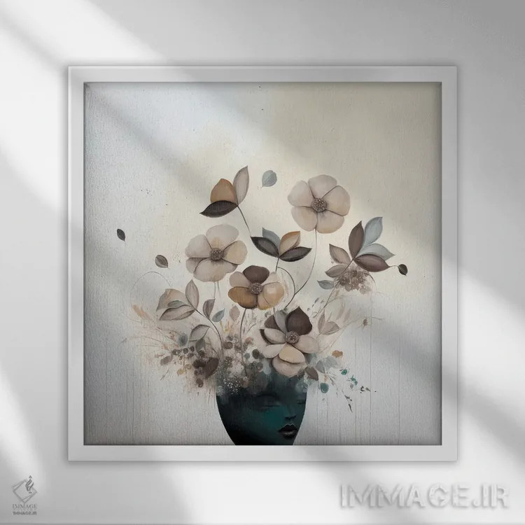 تابلو گلدان افکار اثر بلا ایو - نمای قابدار سفید