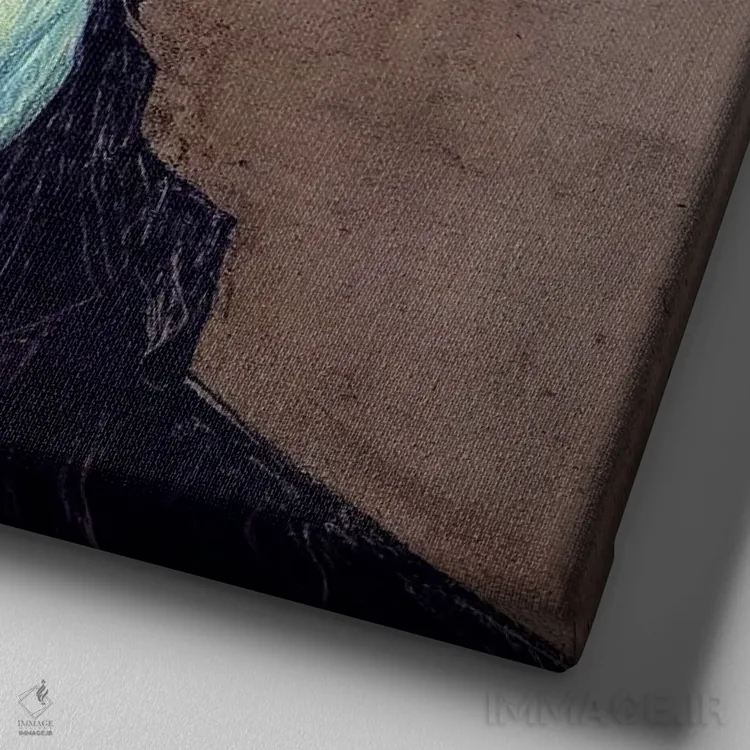 تابلو چشمان آبی (۲۰۲۳) اثر برین ویو کالت - نمای نزدیک بافت بوم