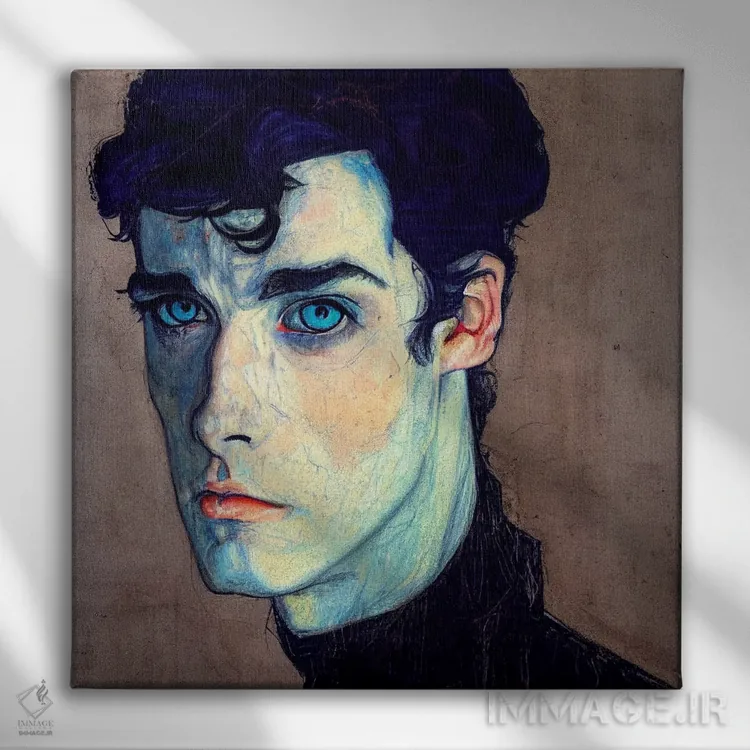 تابلو چشمان آبی (۲۰۲۳) اثر برین ویو کالت - نمای روبهرو روی دیوار