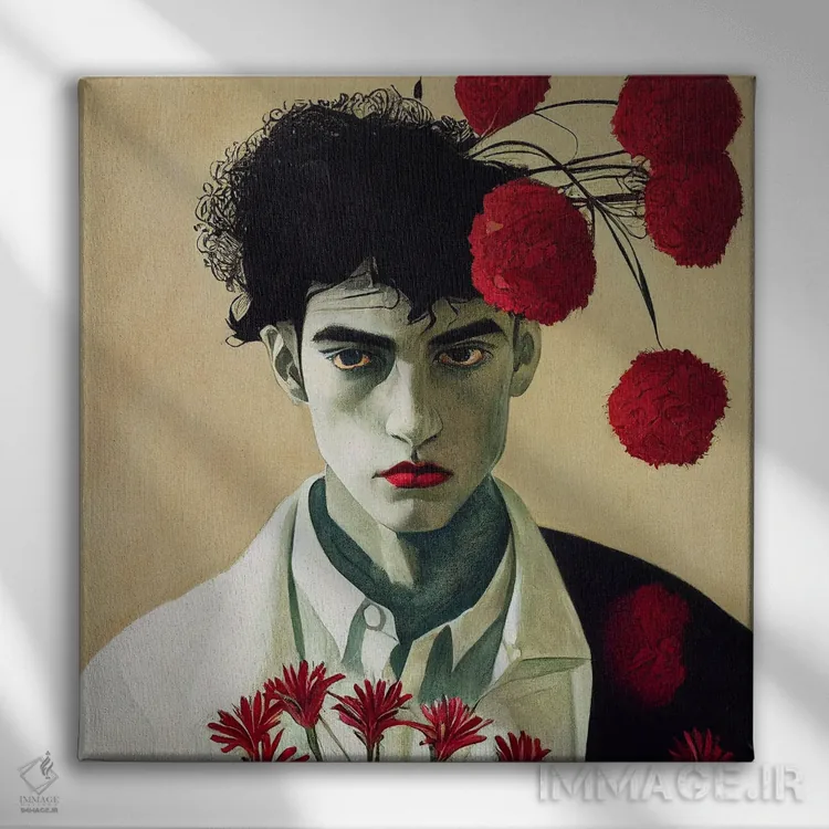 تابلو مرد گلها (۲۰۲۲) اثر برین ویو کالت - نمای روبهرو روی دیوار