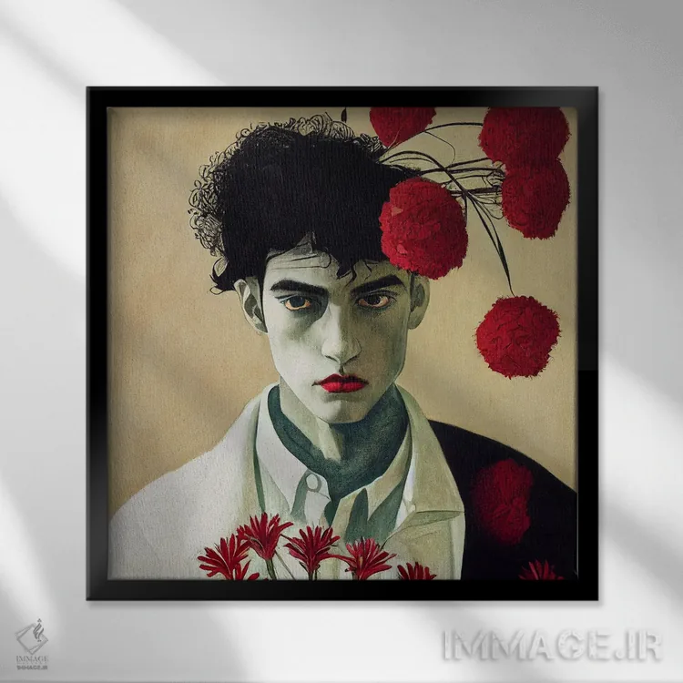 تابلو مرد گلها (۲۰۲۲) اثر برین ویو کالت - نمای قابدار مشکی