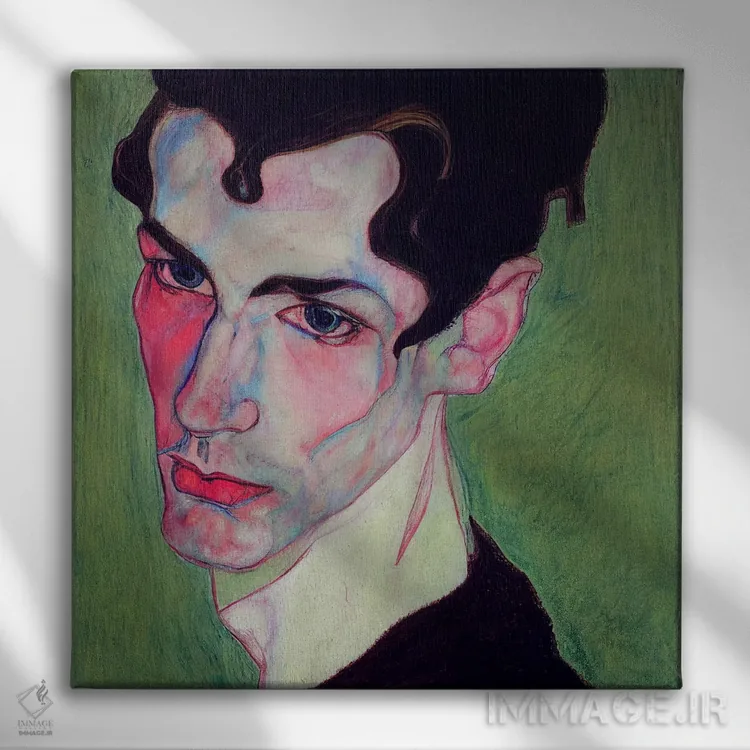 تابلو پسر صورتی برقی (۲۰۲۳) اثر برین ویو کالت - نمای روبهرو روی دیوار