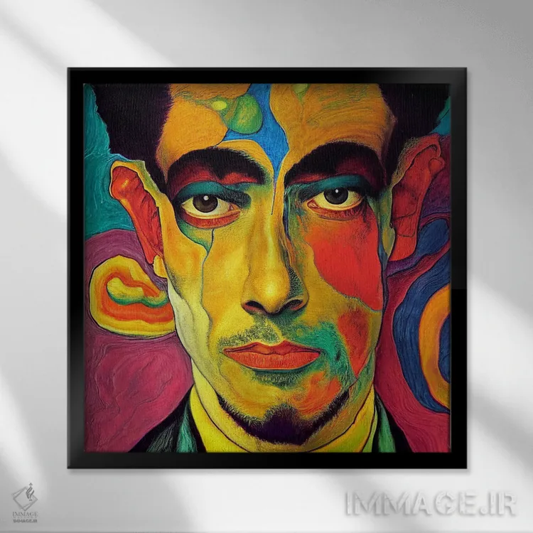 تابلو مرد نئون ۶ (۲۰۲۲) اثر برین ویو کالت - نمای قابدار مشکی