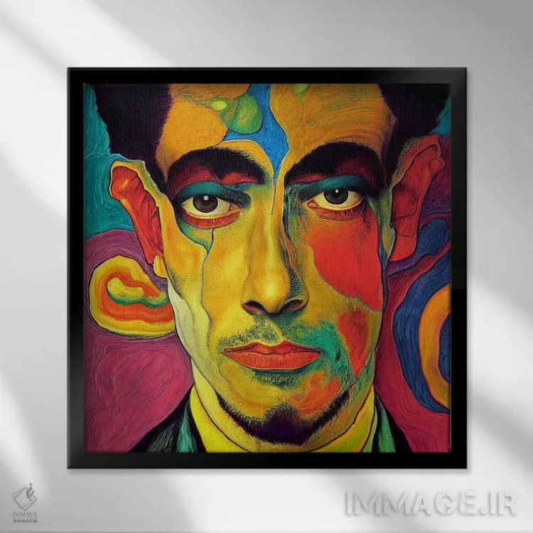 تابلو مرد نئون ۶ (۲۰۲۲) اثر برین ویو کالت - نمای قابدار مشکی
